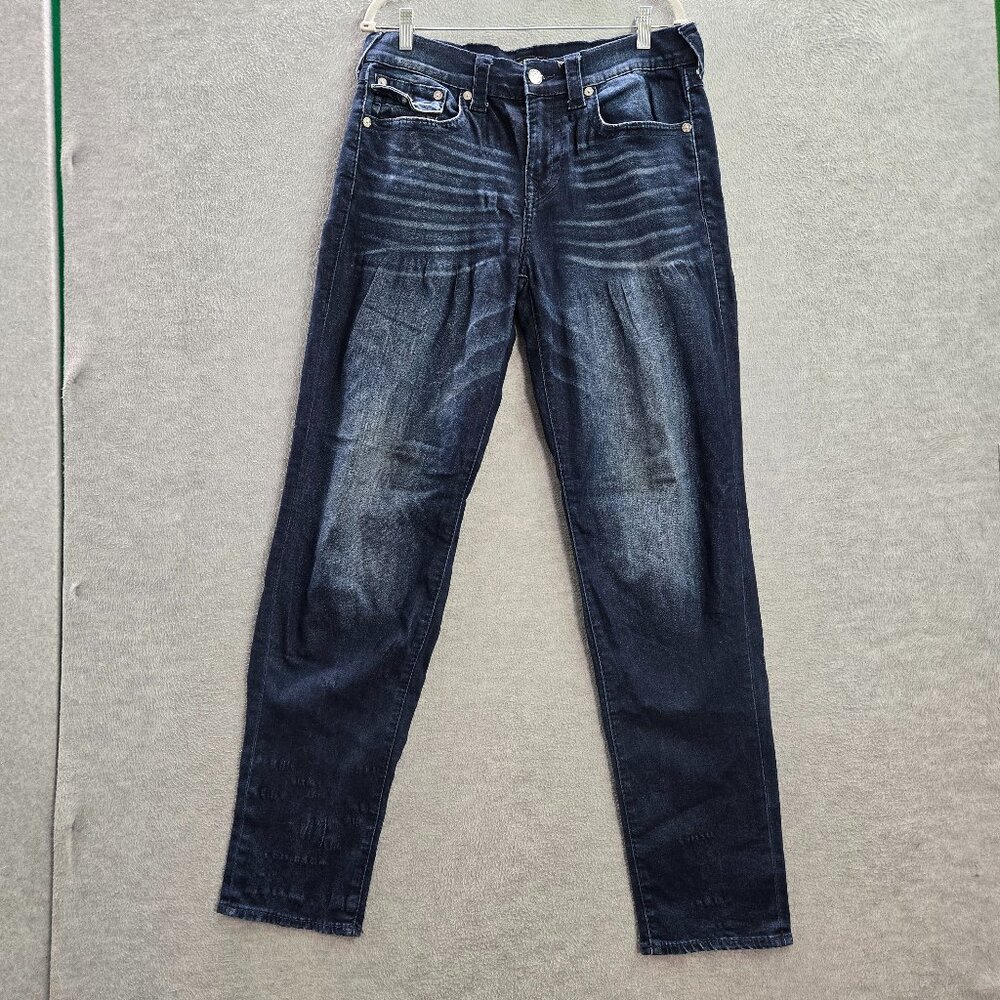 True Religion Men Jeans 32 Blue Denim Rocco Relaxed Skinny Dark Wash READ